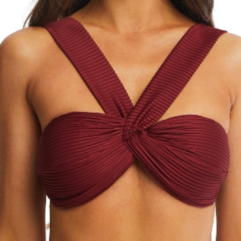 Bikini Top Plus Size 2X textured fabric stylish  one shoulder or crossed front